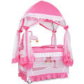 4 in 1 Pack and Play with Canopy, Portable Playard with Bassinet J564