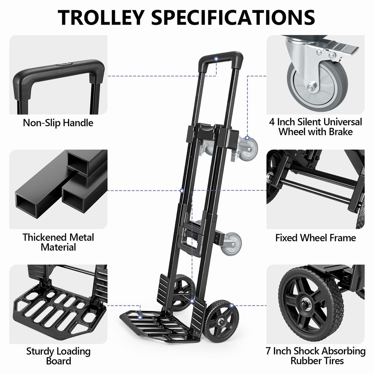 3-in-1 Convertible Dolly Cart 600LB Hand Truck with 6 Wheels P743330