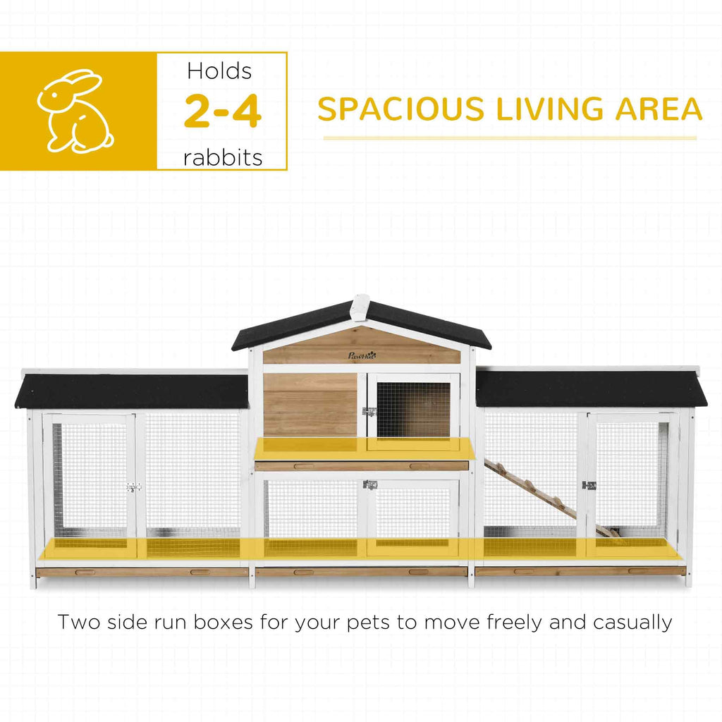 White Wooden Rabbit Hutch with Ramp N84984