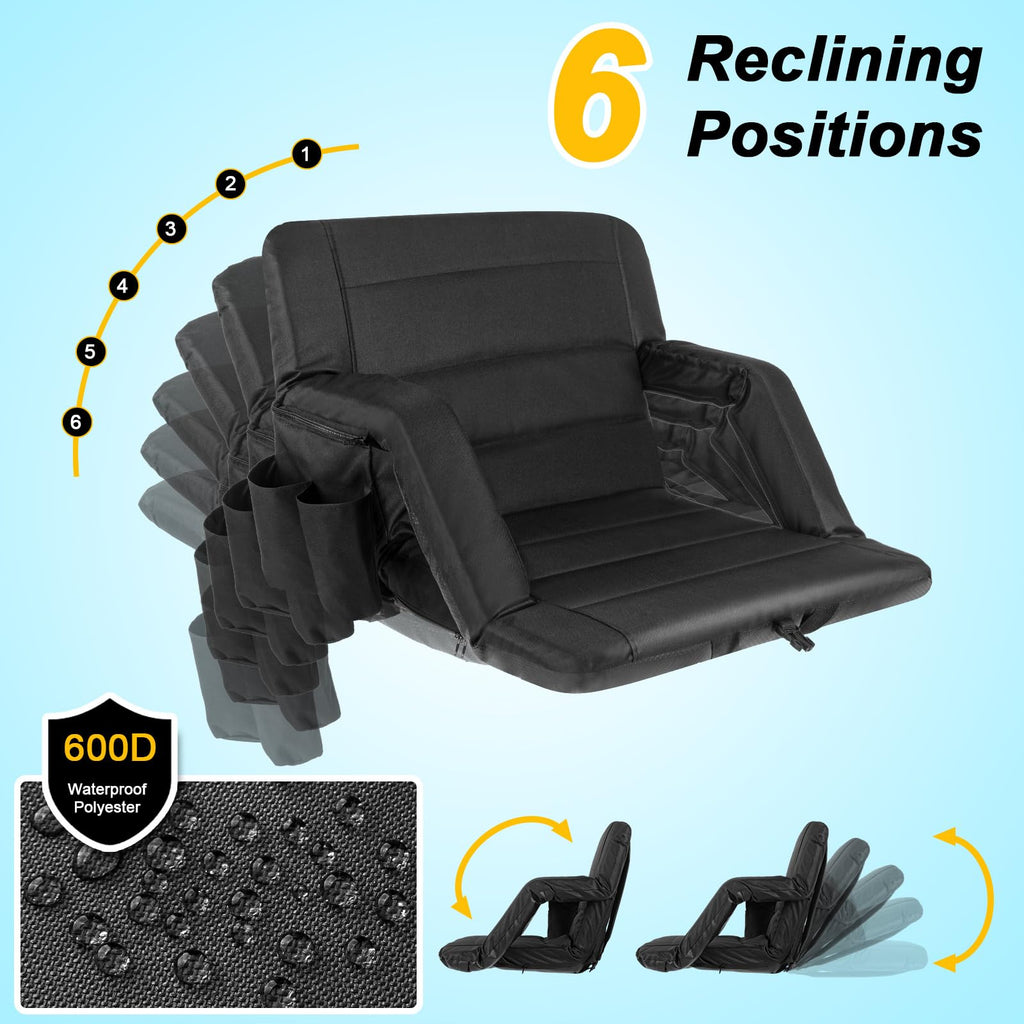 2 Pack Wide Waterproof Folding Stadium Seats with Back Support B1660