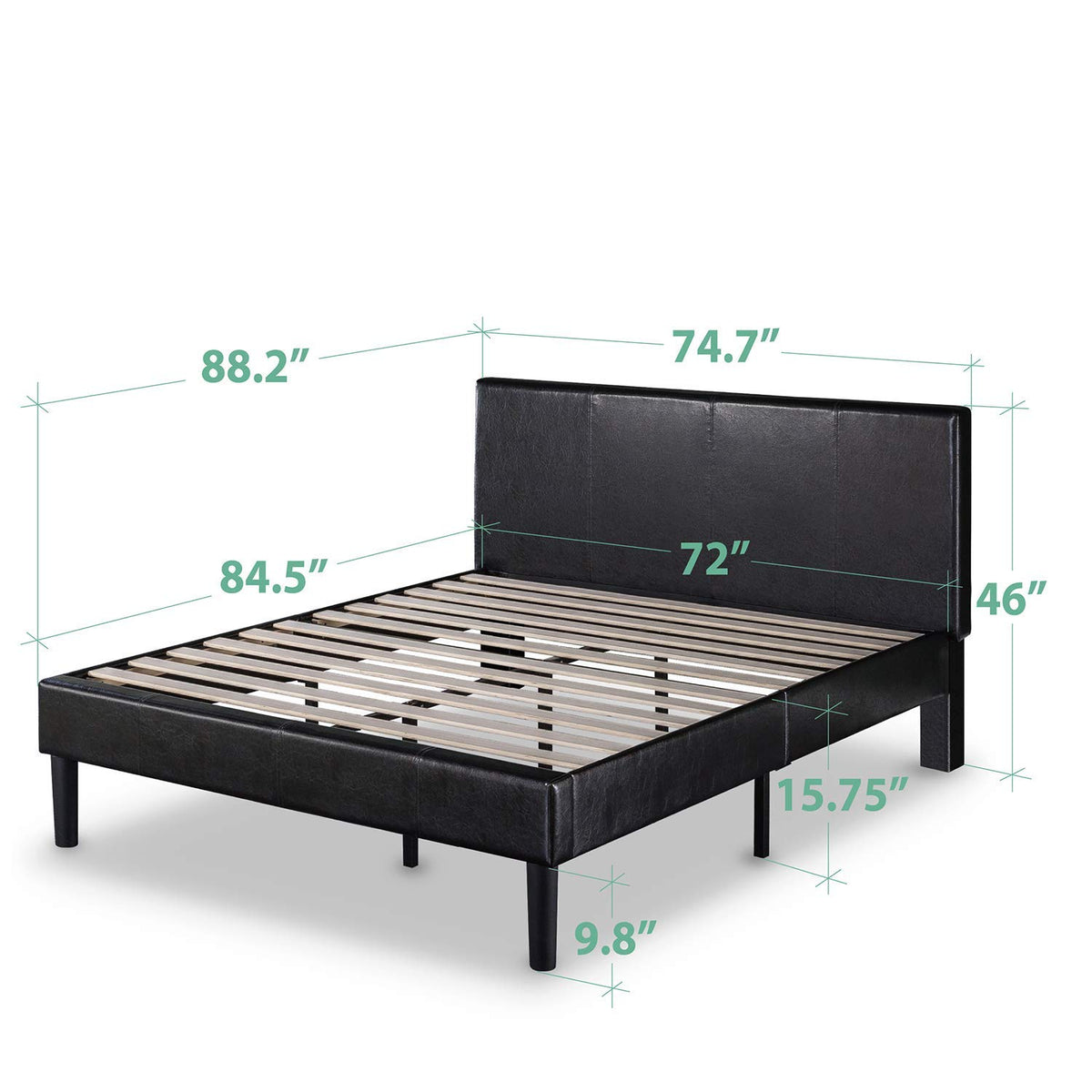 Faux Leather Upholstered Platform Bed Frame California King M993836