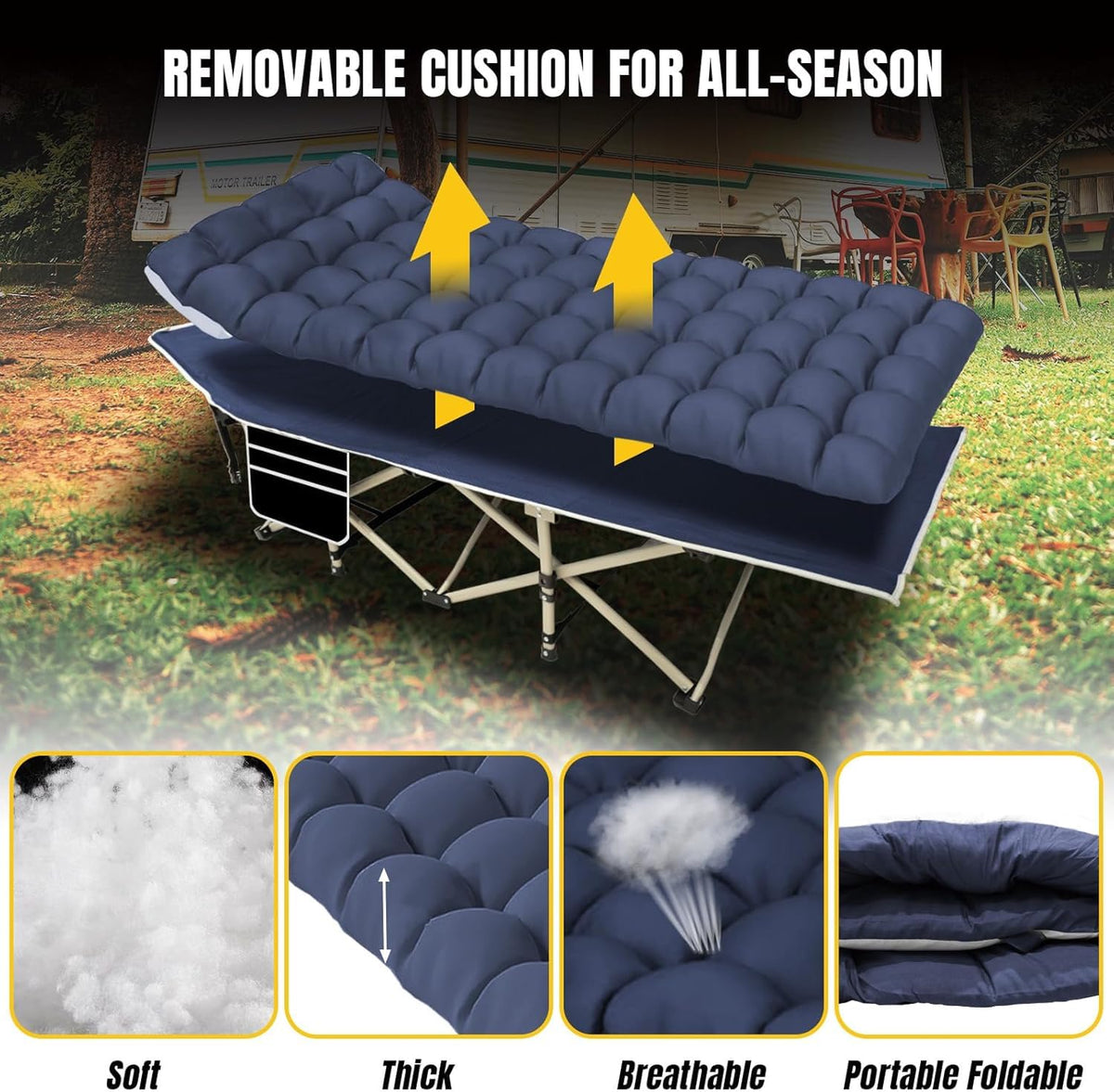 Folding Camping Cot Bed 32" Wide Oxford Y767249