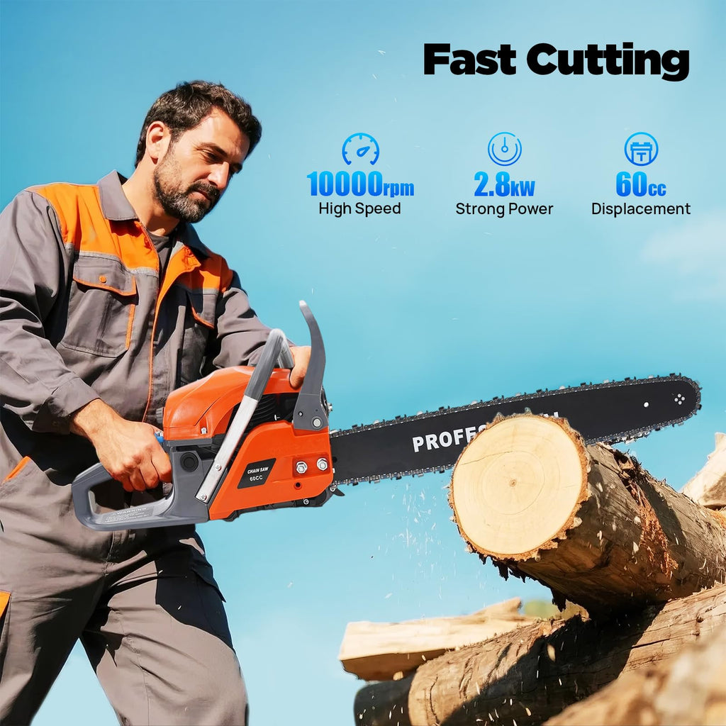 22 Inch 62cc 2-Stroke Gas Chainsaw H90629