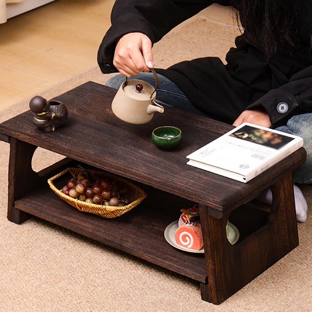 Mid-Century Foldable Coffee Table with Shelf 60x30x22cm M606794