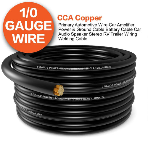 1/0 Gauge Battery Cable Kit 40ft Red/Black CCA Wire M190