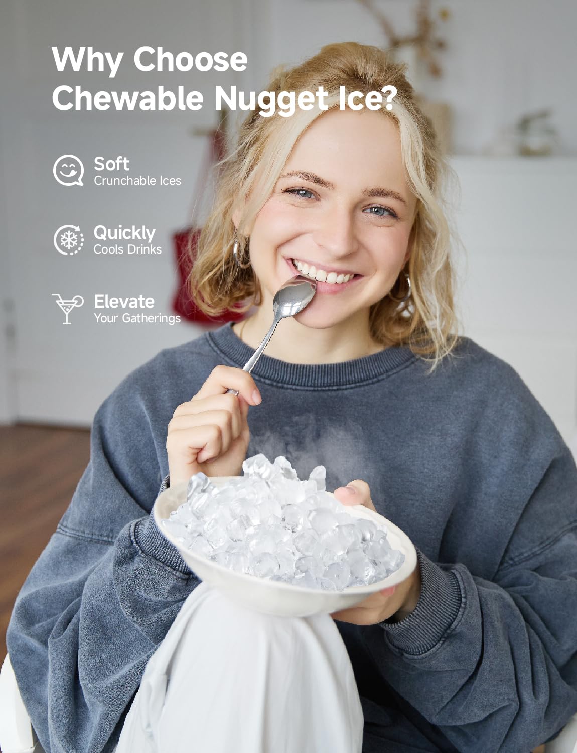 Nugget Ice Maker Countertop, 40lbs/24H, Black U12392