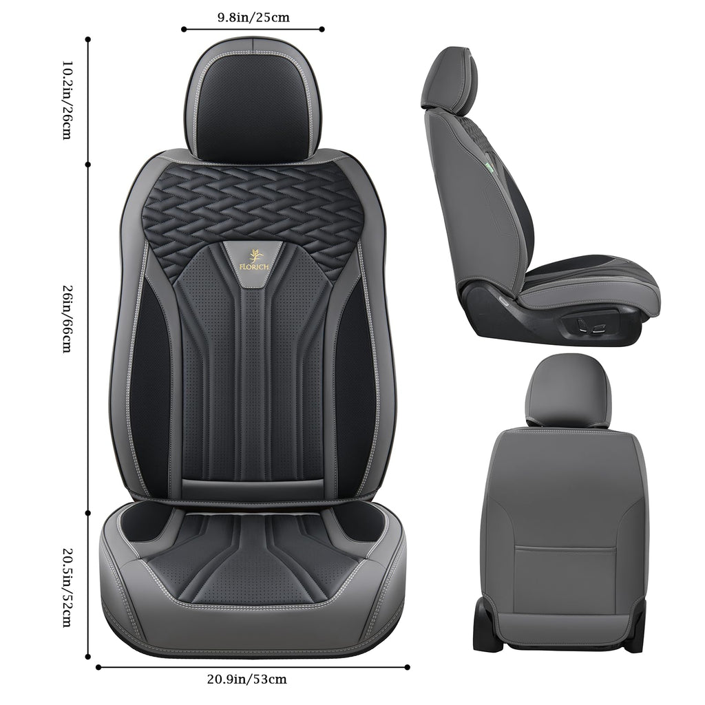 Leather Seat Covers Full Set 5 Seats Gray Black A8684