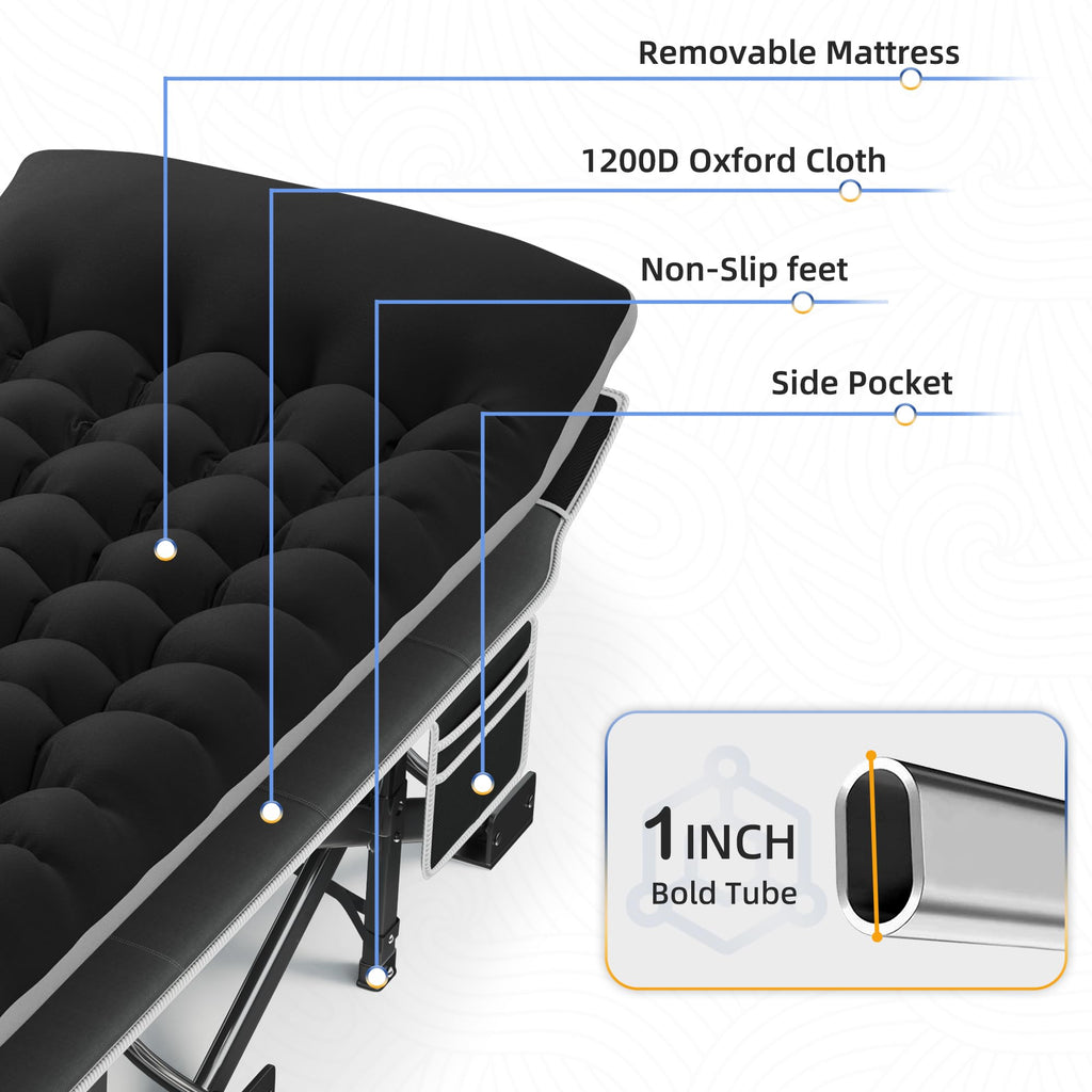 32" Extra Wide Camping Cot with Mattress L483333