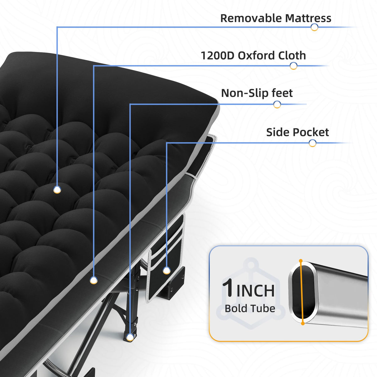 32" Extra Wide Camping Cot with Mattress L483333