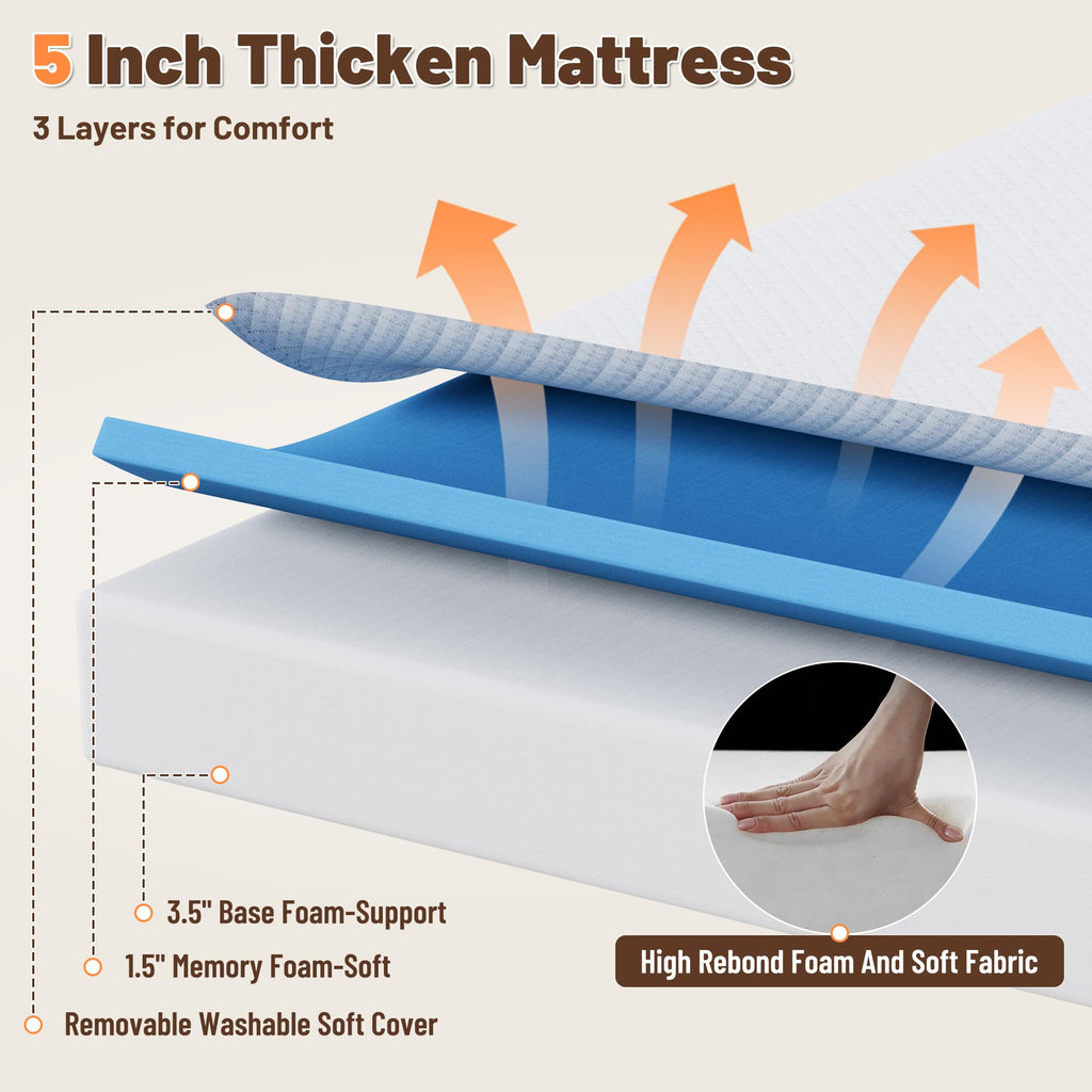 Full Size Folding Bed with Memory Foam Mattress U41469