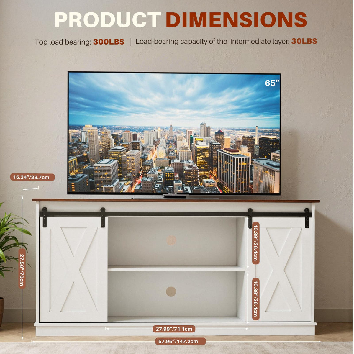 White 65 Inch Wood TV Stand R495170