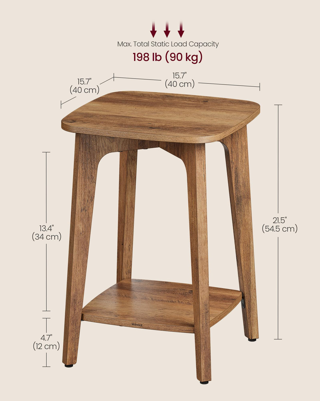 2-Tier Small Square Side Table Set of 2 S376