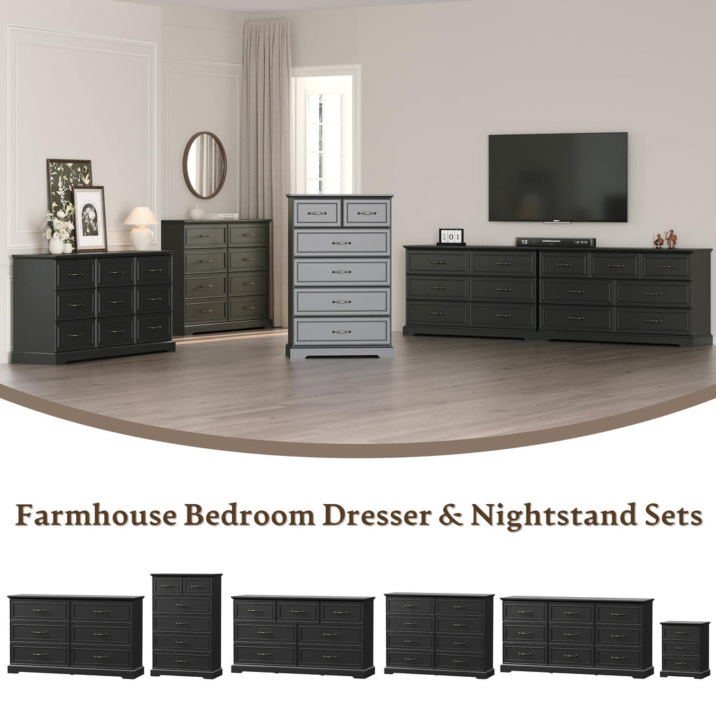 Black 3 Drawer Wood Dresser V848841