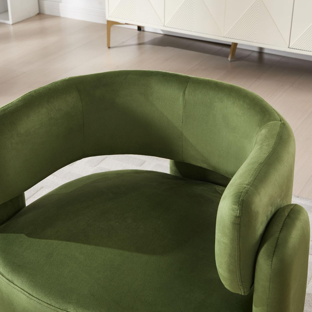 Set of 2 Green Upholstered Accent Chairs with Arms B27226