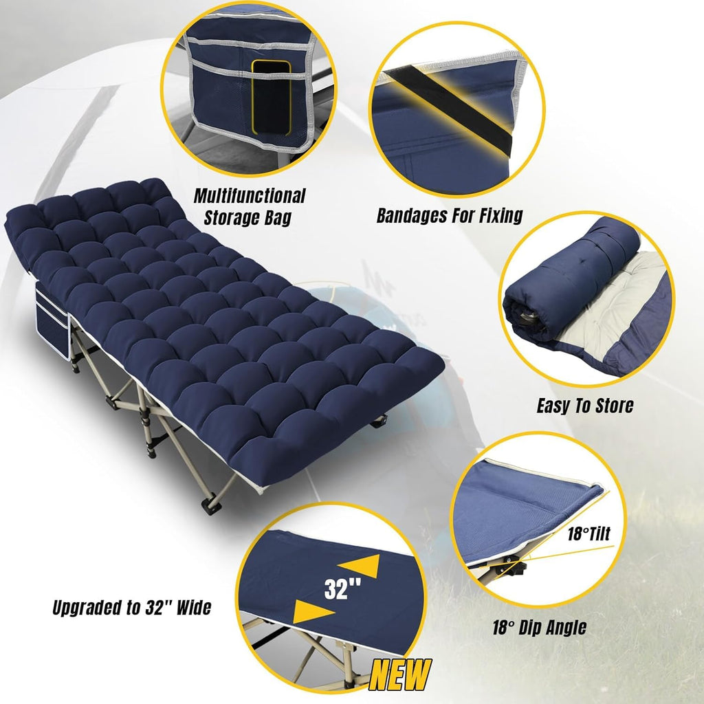 Folding Camping Cot Bed 32" Wide Oxford Y767249
