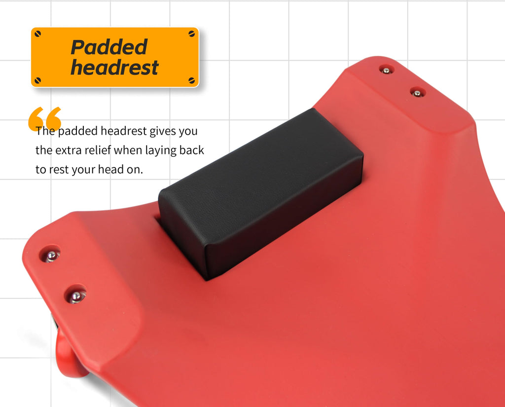 40 Inch Plastic Rolling Garage Creeper with Padded Headrest C1262