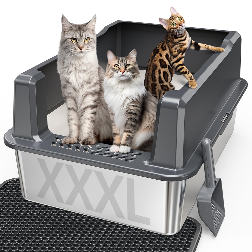 Stainless Steel Litter Box with Lid L342