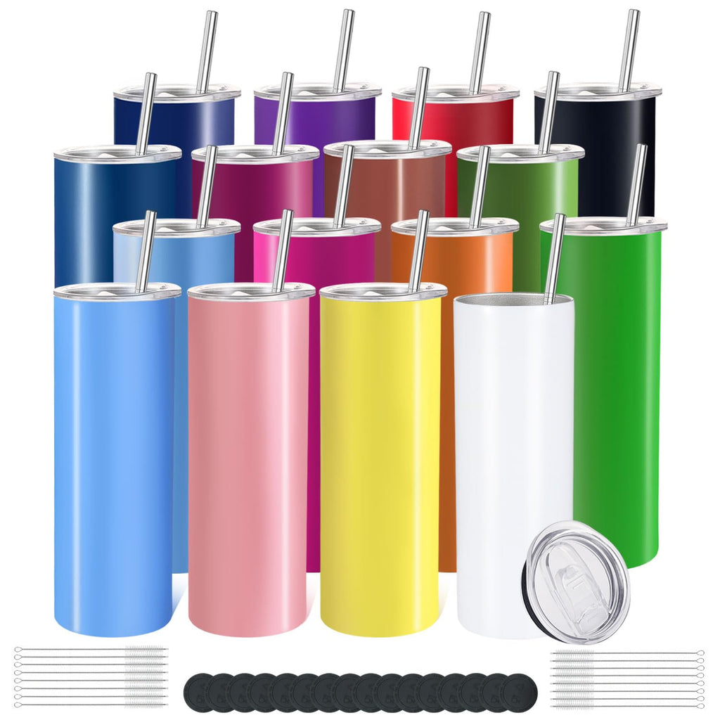 16 Pack 20oz Stainless Steel Insulated Tumblers with Lid and Straw G200
