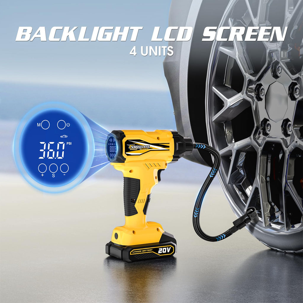 20V Cordless Portable Air Compressor 150 PSI Yellow C8236