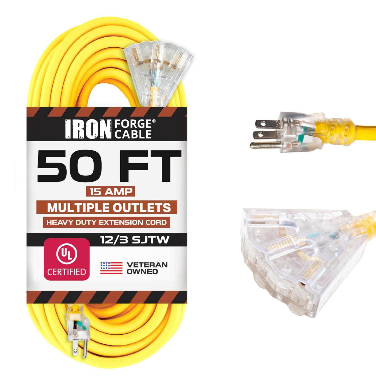 50 Foot Lighted Outdoor Extension Cord with 3 Outlets V32479