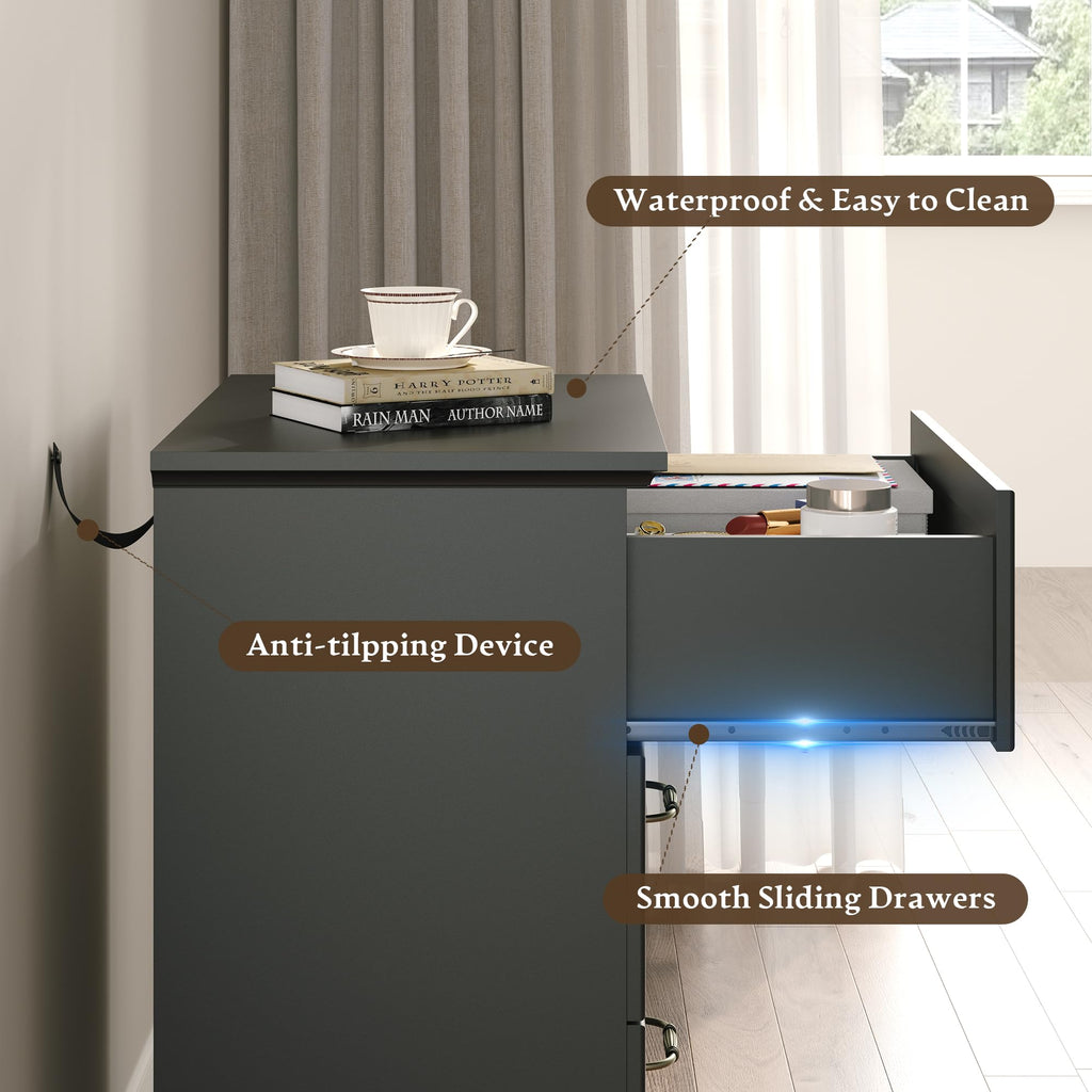 Black 3 Drawer Wood Dresser V848841