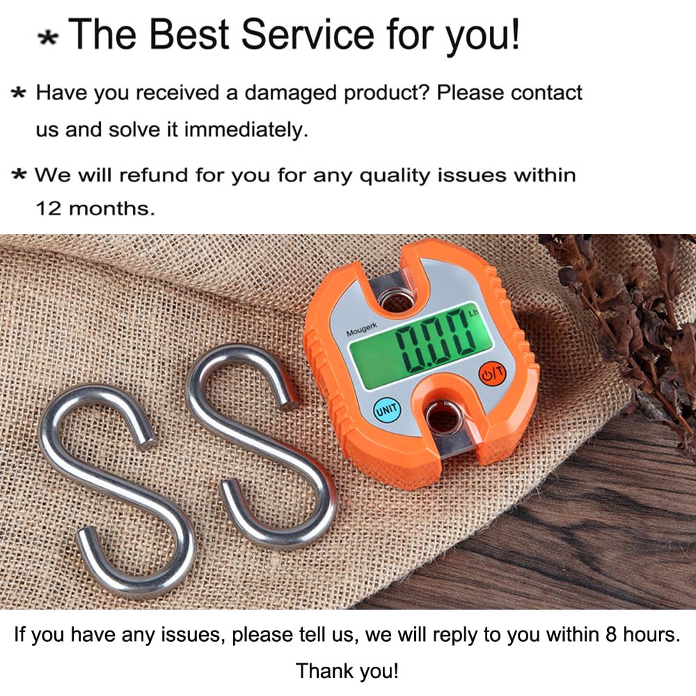 Digital Hanging Scale 300 lb 150 kg Portable Heavy Duty Orange Y550