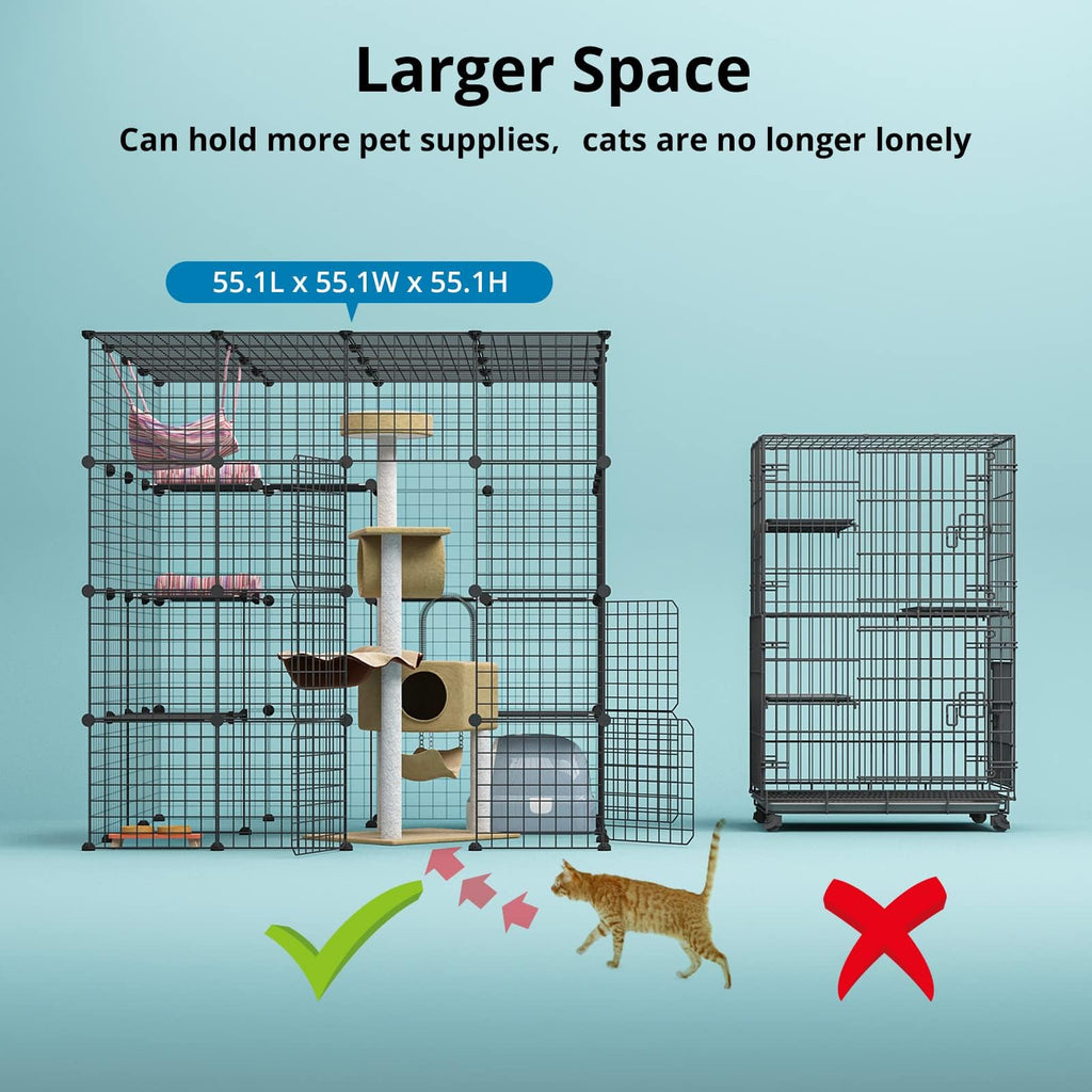 Large Indoor Cat Playpen Metal Wire Cage 55L x 55W x 55H Inchs I916