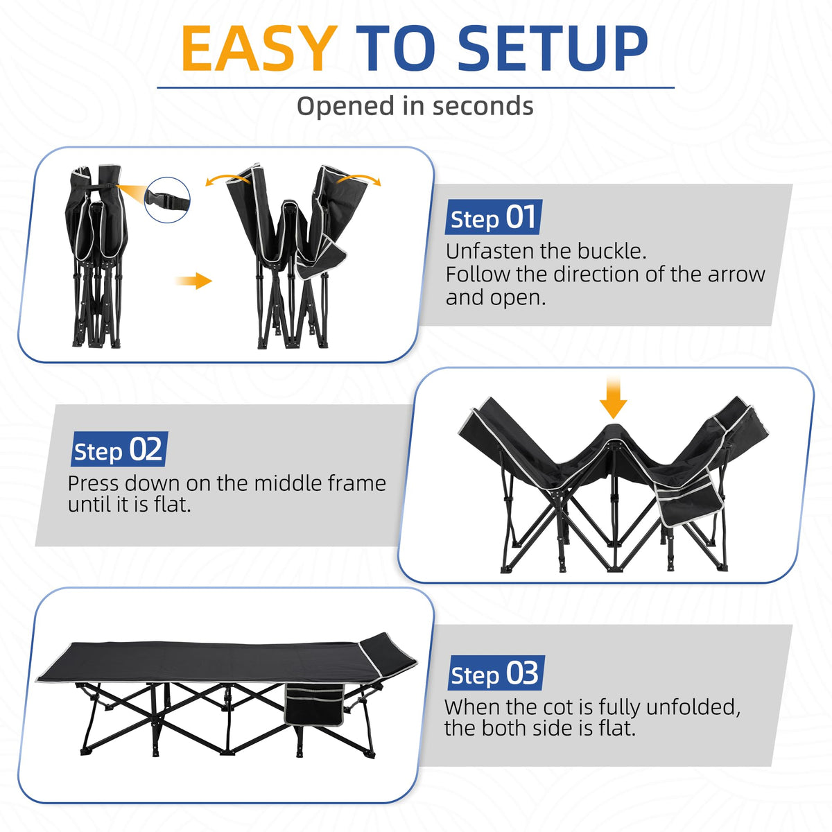 32" Extra Wide Camping Cot with Mattress L483333