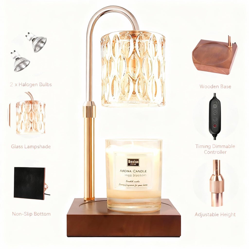 Height Adjustable Candle Warmer Lamp with Timer & Dimmer V39006