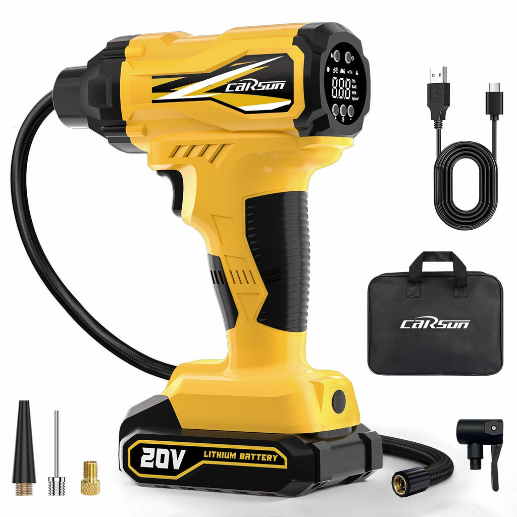 20V Cordless Portable Air Compressor 150 PSI Yellow C8236