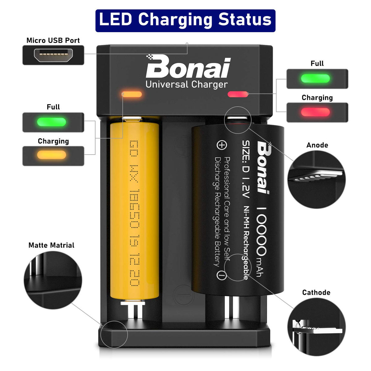 Battery Charger for AA AAA C D Rechargeable Batteries N20230