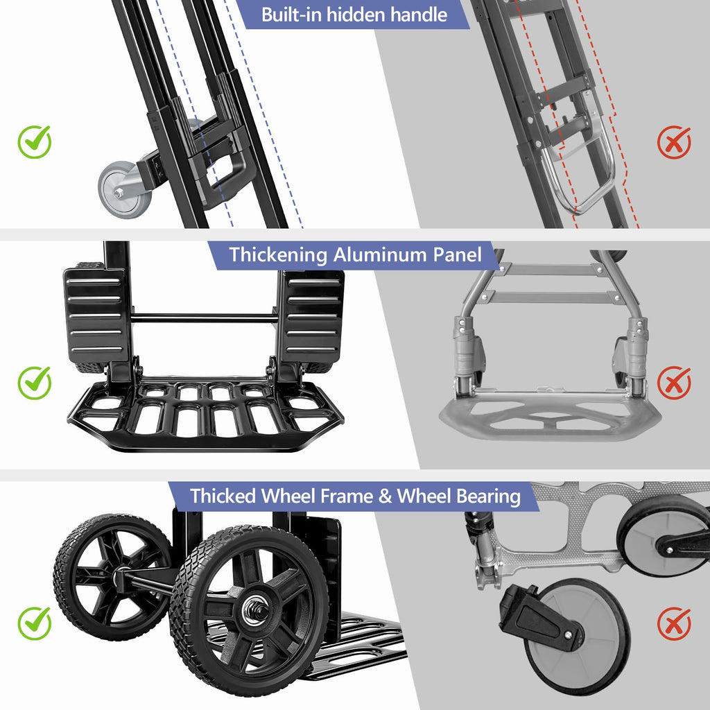 3-in-1 Convertible Dolly Cart 600LB Hand Truck with 6 Wheels P743330