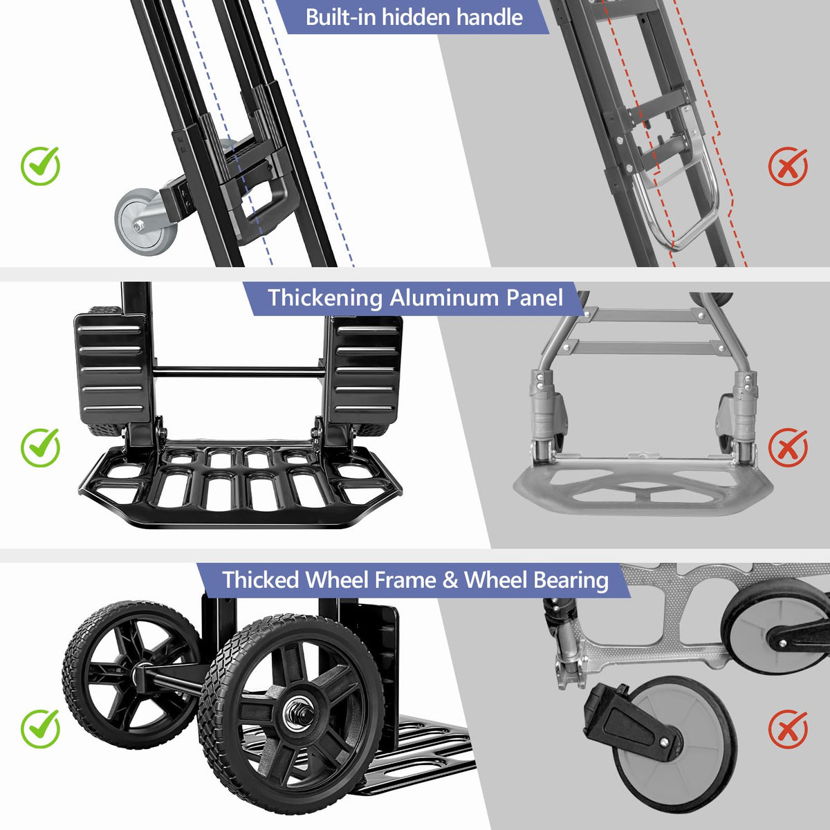 3-in-1 Convertible Dolly Cart 600LB Hand Truck with 6 Wheels P743330