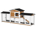 White Wooden Rabbit Hutch with Ramp N84984