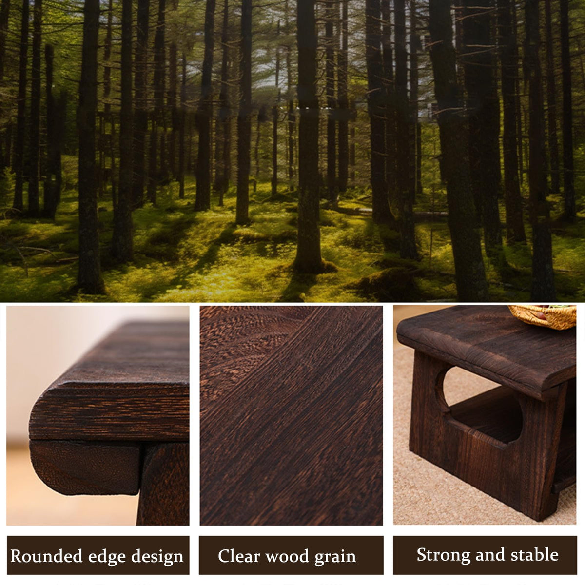 Mid-Century Foldable Coffee Table with Shelf 60x30x22cm M606794