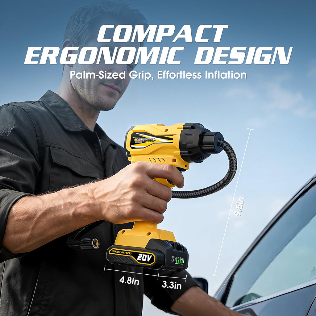 20V Cordless Portable Air Compressor 150 PSI Yellow C8236