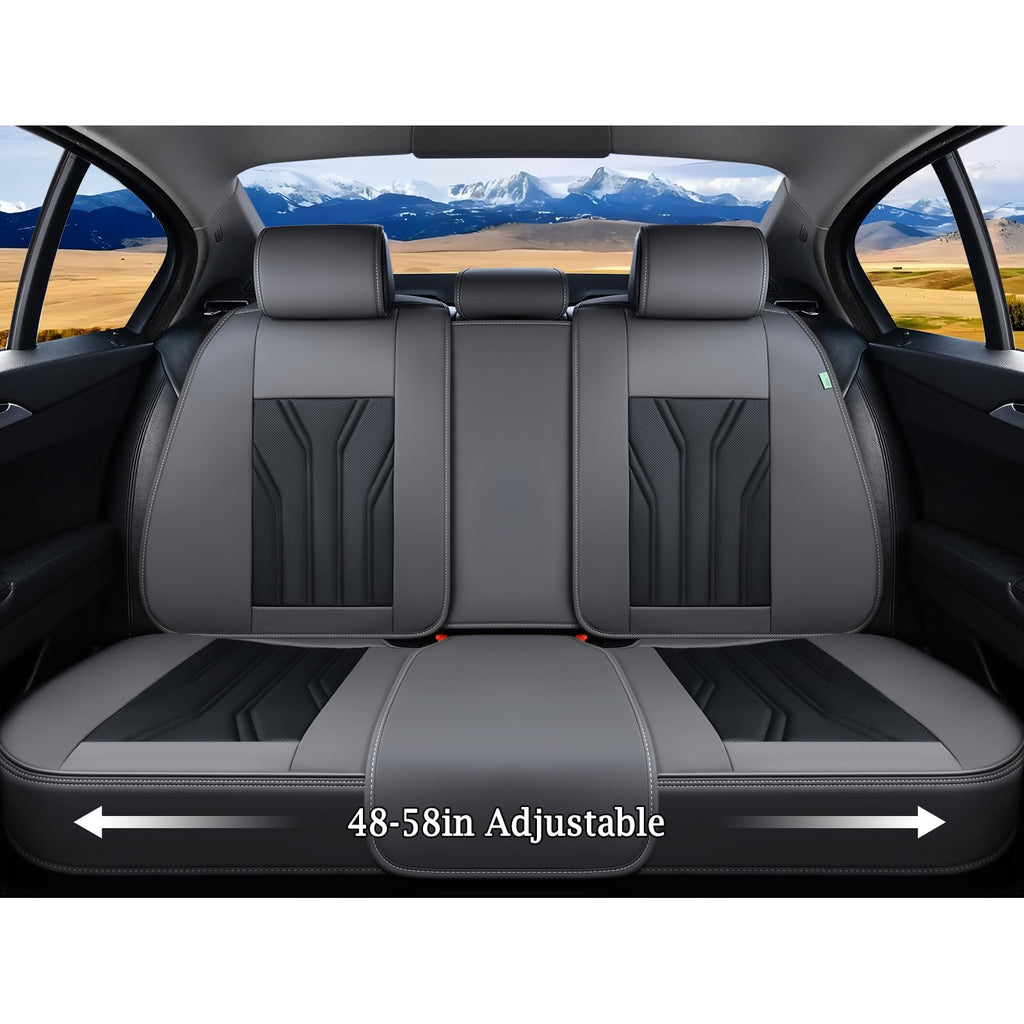 Leather Seat Covers Full Set 5 Seats Gray Black A8684