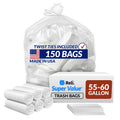 55-60 Gallon Heavy Duty Clear Trash Bags with Ties T781976