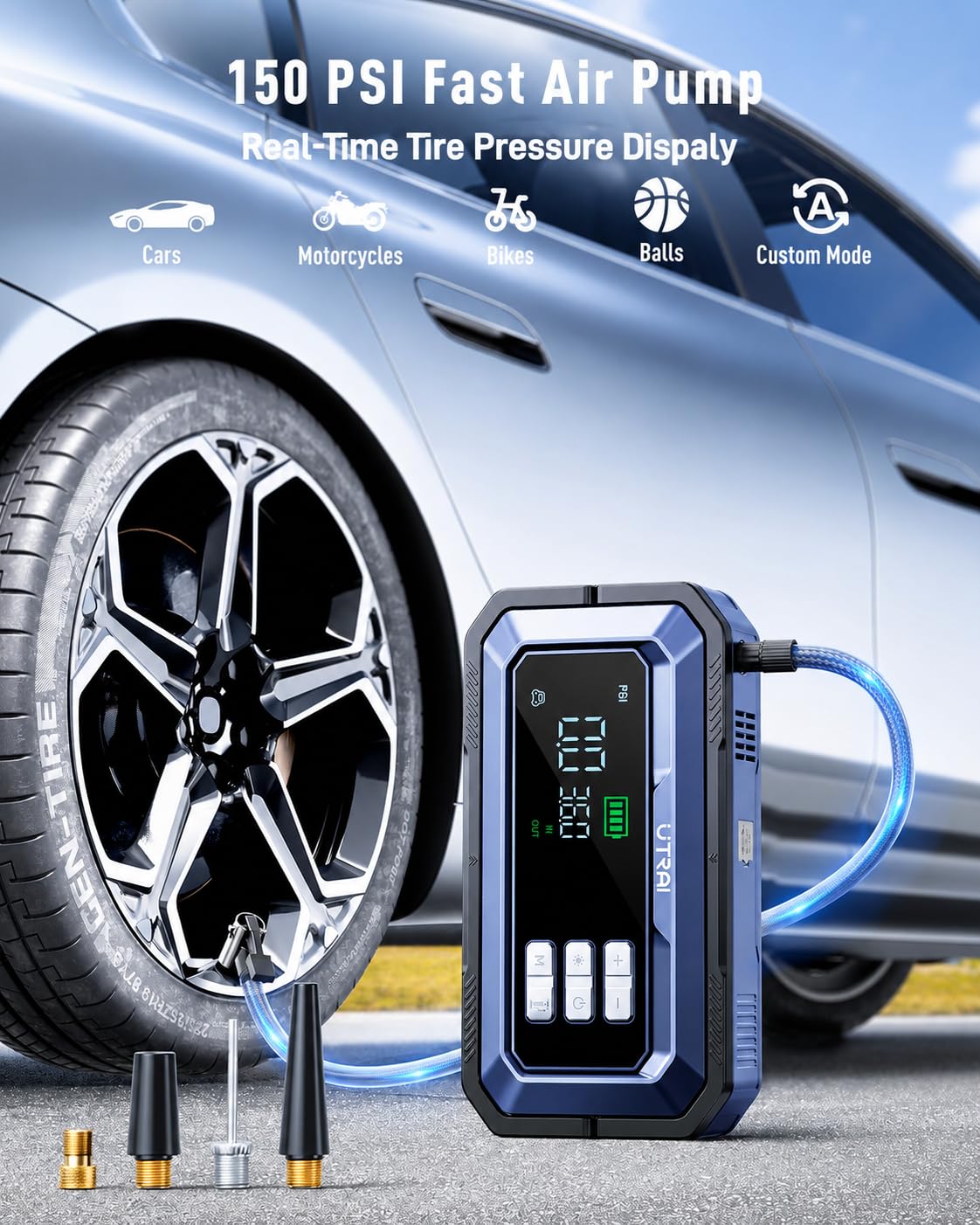 12V 8000A Portable Jump Starter with Air Compressor I8197