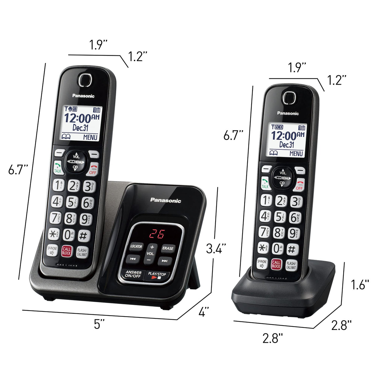 Cordless Phone with Answering Machine, 3 Handset A998