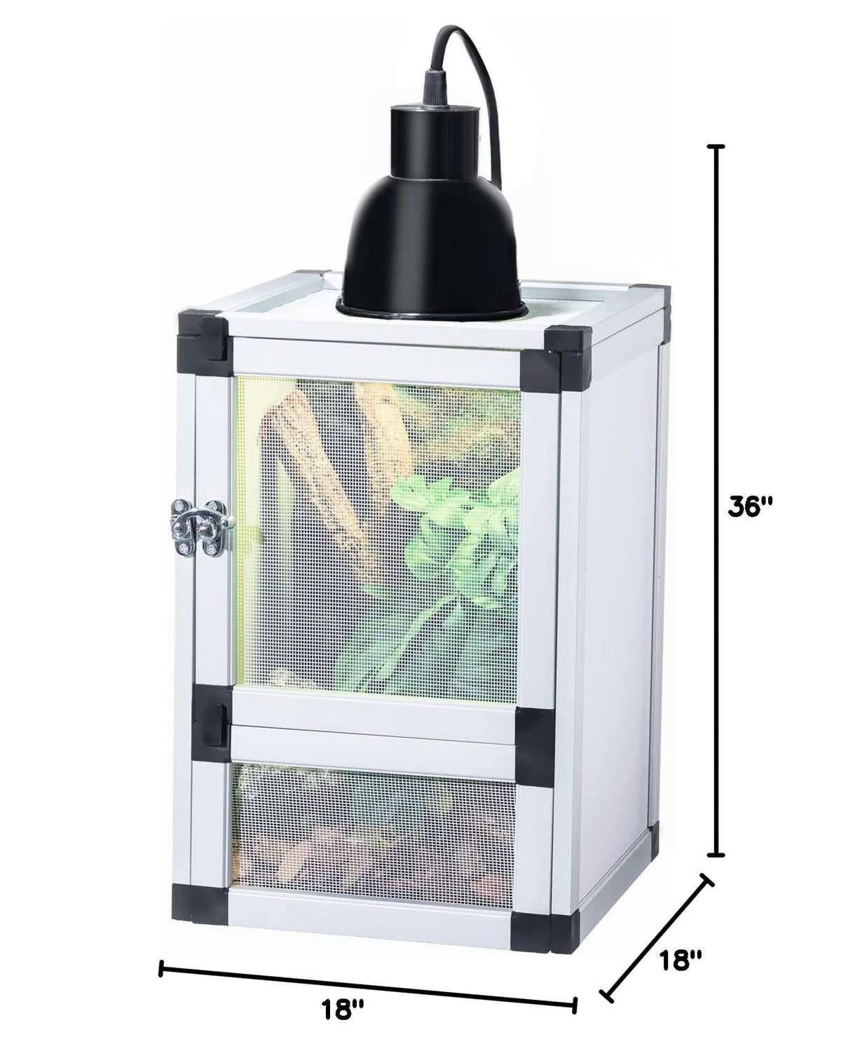 18"x18"x36" Aluminum Frame Reptile Cage with Screen & Acrylic Front Doors Y50769