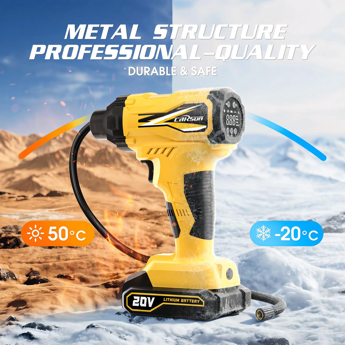 20V Cordless Portable Air Compressor 150 PSI Yellow C8236
