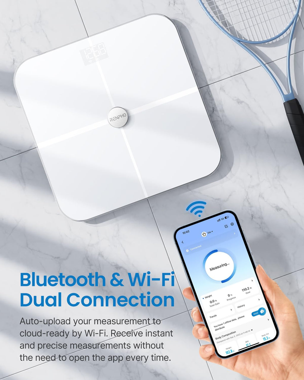 Wi-Fi Bluetooth Smart White Body Composition Scale L3464
