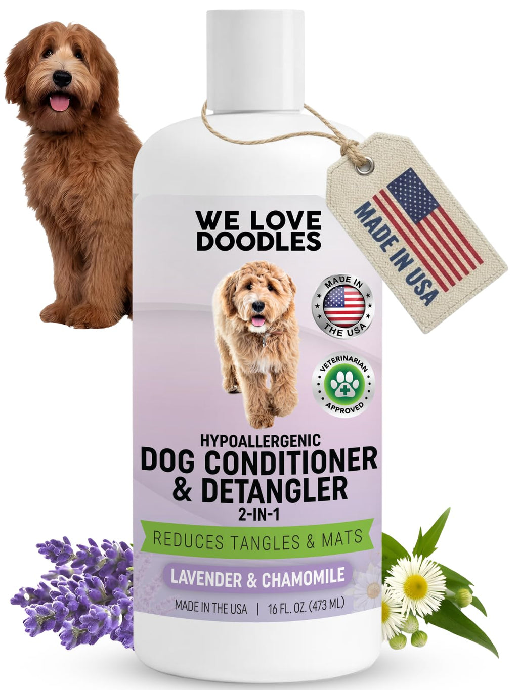 2-in-1 Dog Conditioner & Detangler, Lavender, 16OZ G303