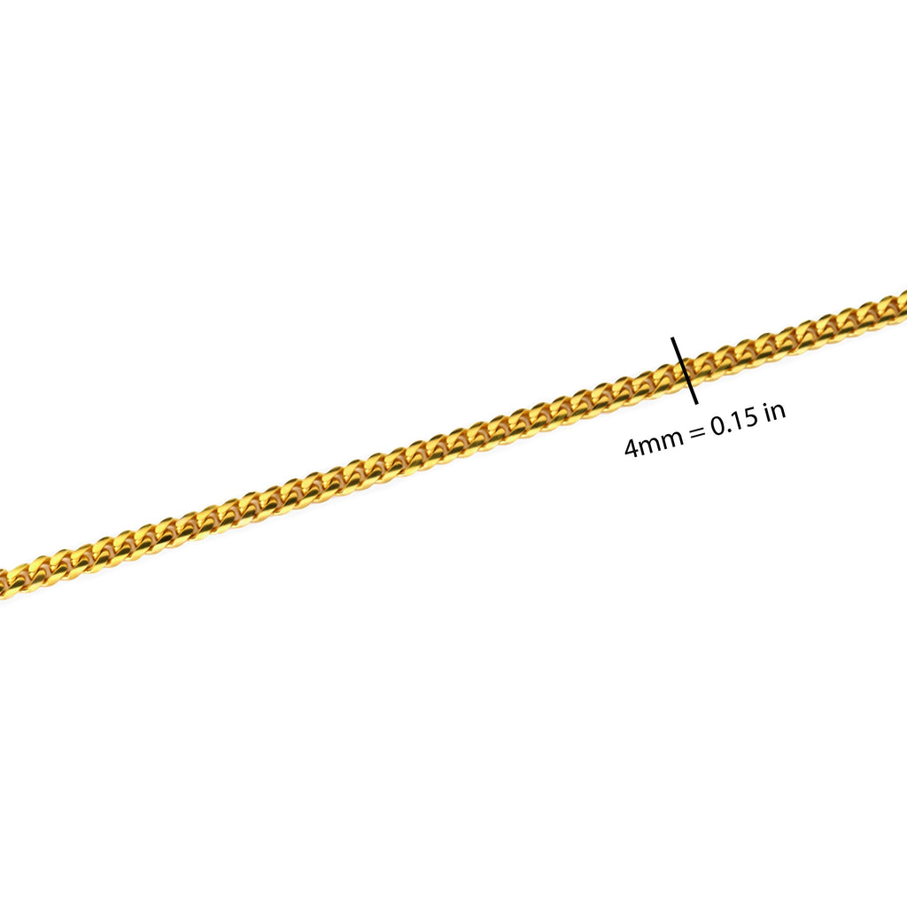 10K Yellow Gold 4mm Cuban Link Chain Necklace B2584