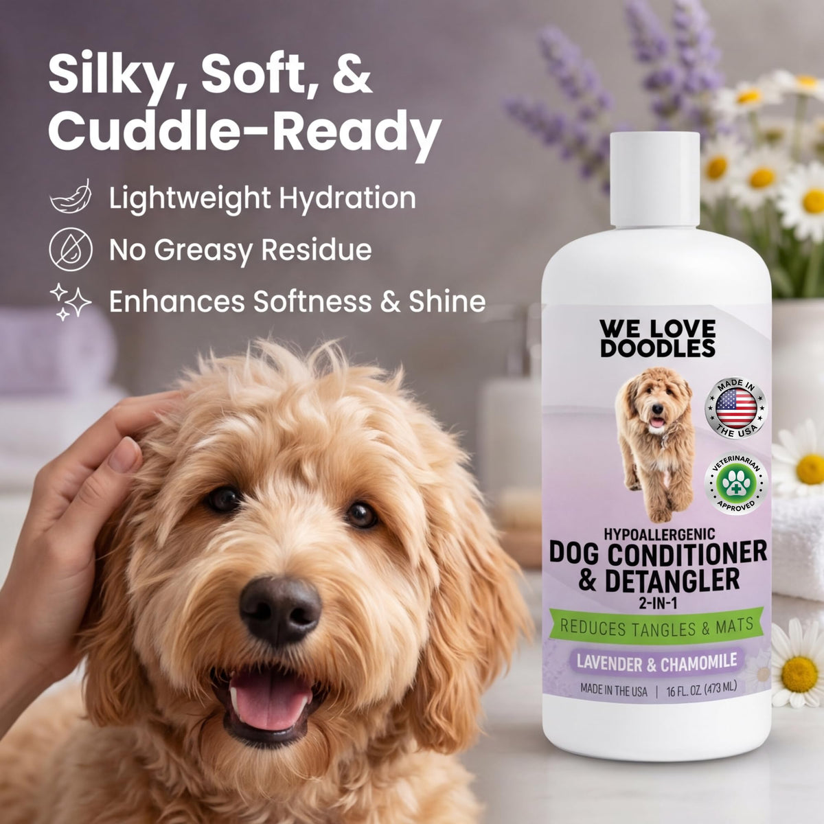 2-in-1 Dog Conditioner & Detangler, Lavender, 16OZ G303