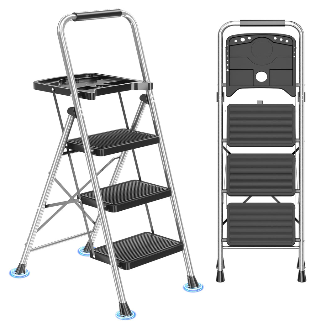 3-Step Folding Step Stool with Tool Platform W633