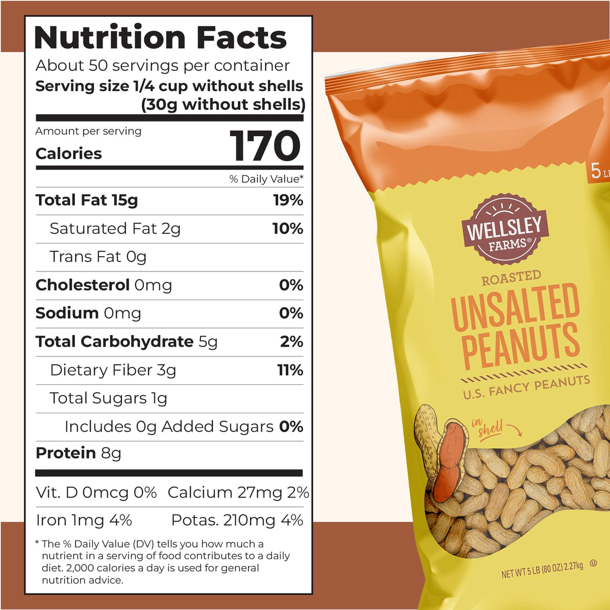 Unsalted Roasted In-Shell Peanuts 5 lb Bag T96703