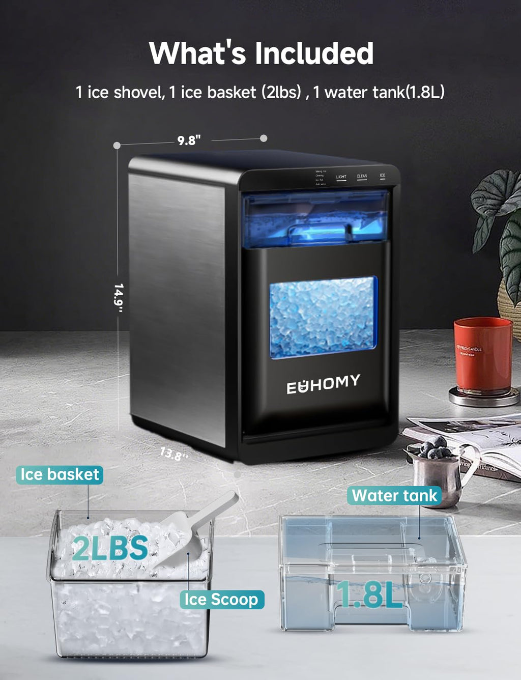 Nugget Ice Maker Countertop, 40lbs/24H, Black U12392
