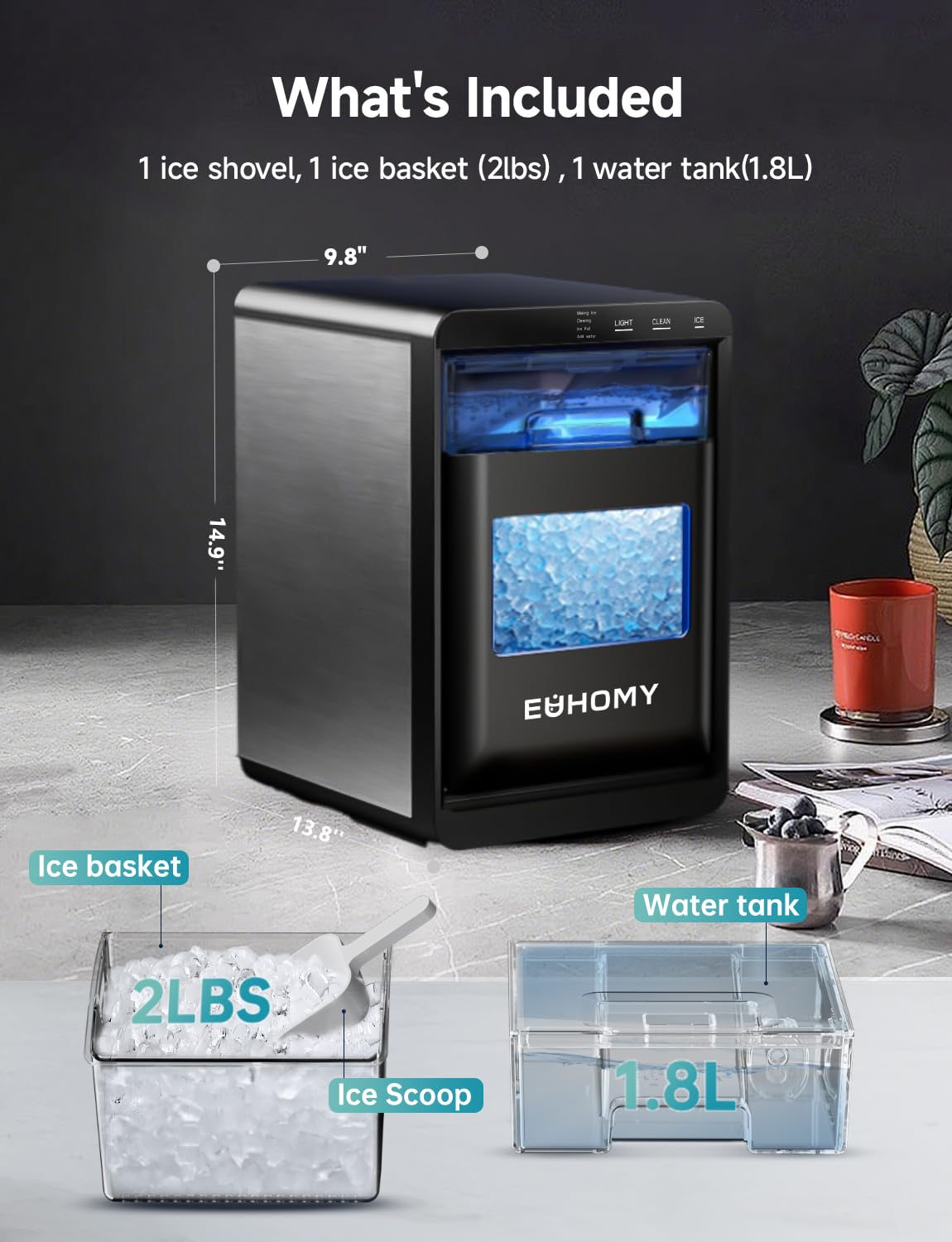 Nugget Ice Maker Countertop, 40lbs/24H, Black U12392